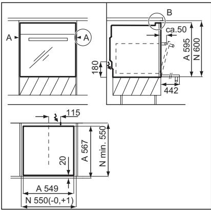 AEG-ELECTROLUX EBKGL3XCN - Installing the oven under a work surface - 1