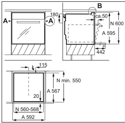 AEG-ELECTROLUX EHGL30SP - INSTALLING THE OVEN UNDER A WORK SURFACE - 1