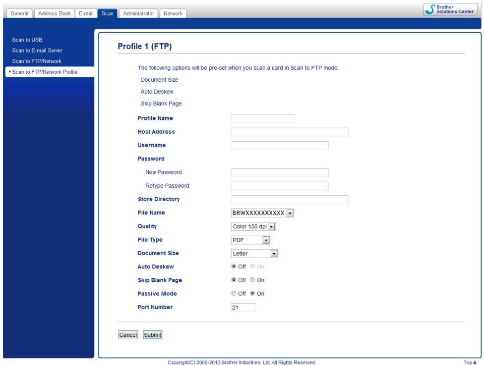 BROTHER ADS-1600W - Configure the FTP Default Settings - 1