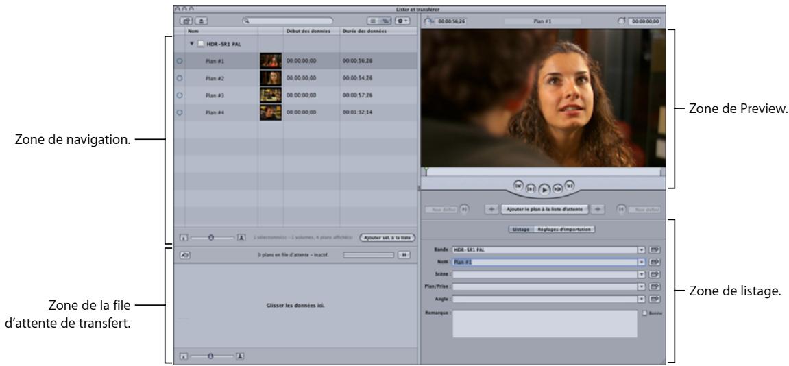 APPLE FINAL CUT EXPRESS 4 - Utilisation de la fenêtre Lister et transférer - 1
