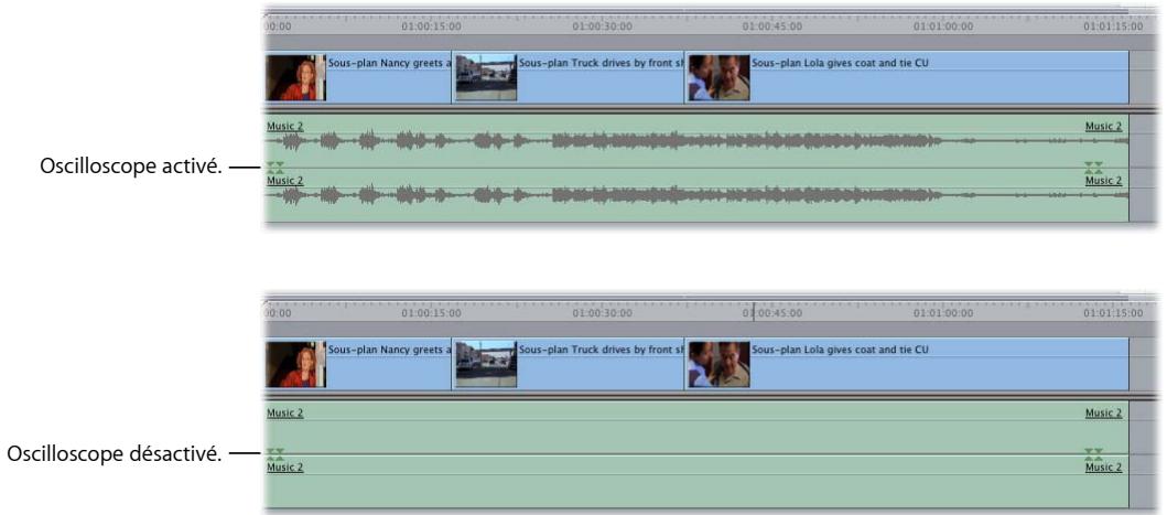 APPLE FINAL CUT EXPRESS 4 - Affichage des oscilloscopes dans la Timeline - 2