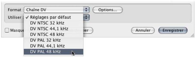 APPLE FINAL CUT EXPRESS 4 - Pour exporter un fichier de flux DV : - 1