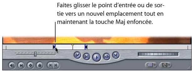 APPLE FINAL CUT EXPRESS 4 - Pour coulisser les points d'entrée et de sortie ensemble, effectuez l'une des opérations suivantes : - 1