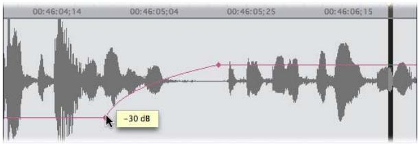 APPLE FINAL CUT EXPRESS 4 - Exemple : Utilisation des images clés pour ajuster les niveaux audio - 1