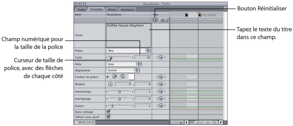 APPLE FINAL CUT EXPRESS 4 - Pour créer un plan de titre : - 1