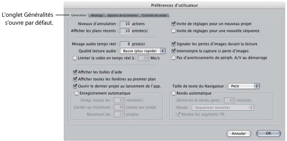 APPLE FINAL CUT EXPRESS 4 - Onglet Généralités - 1