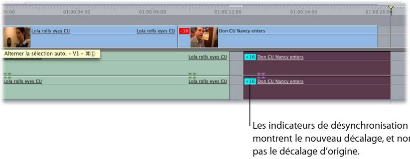 APPLE FINAL CUT EXPRESS 4 - Pour marquer des éléments de plan désynchronisés comme synchronisés : - 3