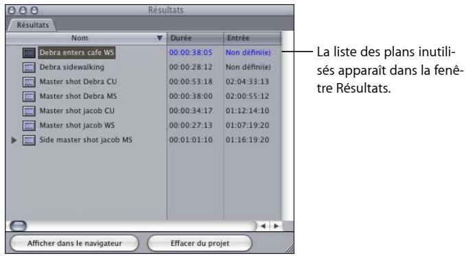 APPLE FINAL CUT EXPRESS 4 - Pour rechercher les plans inutilisés : - 1