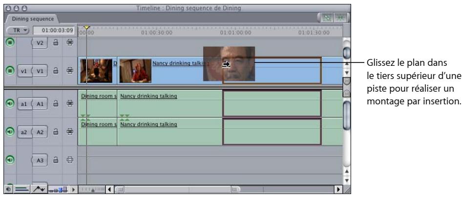 APPLE FINAL CUT EXPRESS 4 - Pour réaliser un montage par insertion : - 1