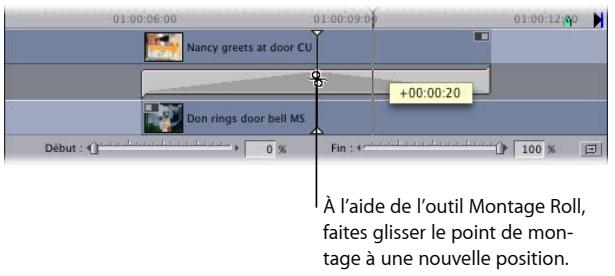 APPLE FINAL CUT EXPRESS 4 - Pour réaliser un Roll et modifier l'emplacement d'une transition : - 1