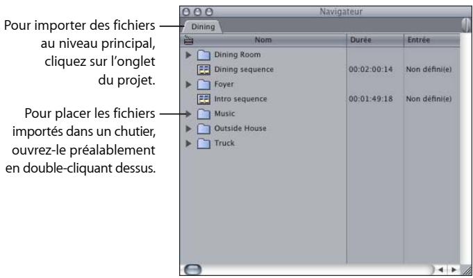 APPLE FINAL CUT EXPRESS 4 - Pour importer un fichier ou un dossier : - 1