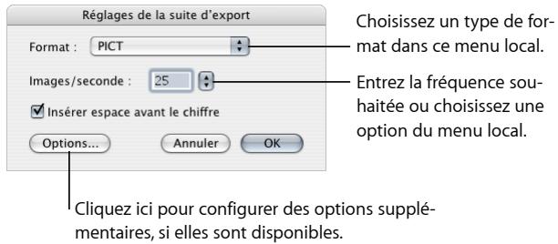 APPLE FINAL CUT EXPRESS 4 - Pour exporter une suite d'images numérotées : - 2