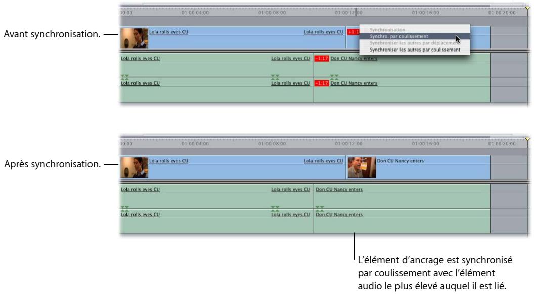 APPLE FINAL CUT EXPRESS 4 - Synchronisation d'un élément de plan par coulissement - 1