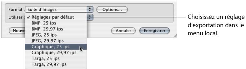 APPLE FINAL CUT EXPRESS 4 - Pour exporter une suite d'images numérotées : - 1