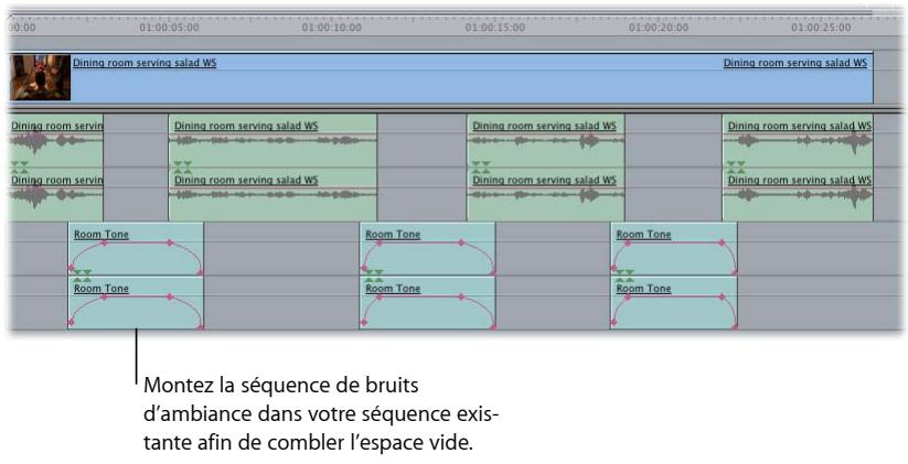 APPLE FINAL CUT EXPRESS 4 - Exemple : remplacement de données audio parasites par des bruits d'ambiance - 4
