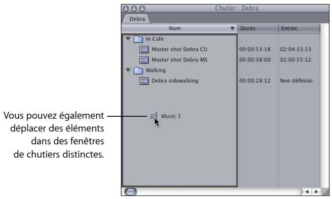 APPLE FINAL CUT EXPRESS 4 - Déplacement d'éléments entre chutiers - 2