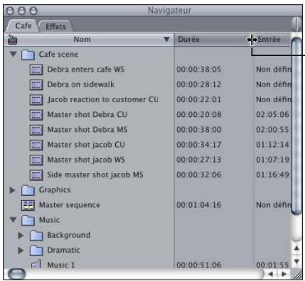APPLE FINAL CUT EXPRESS 4 - Pour redimensionner une colonne : - 1