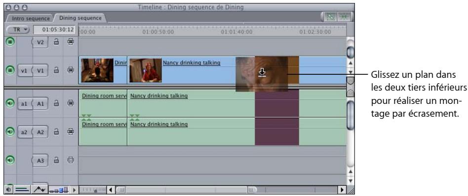 APPLE FINAL CUT EXPRESS 4 - Pour réaliser un montage par écrasement : - 1