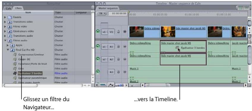 APPLE FINAL CUT EXPRESS 4 - Application de filtres à un élément audio - 1