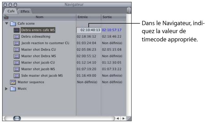 APPLE FINAL CUT EXPRESS 4 - Pour modifier l'emplacement des points d'entrée ou de sortie, effectuez l'une des opérations suivantes : - 2