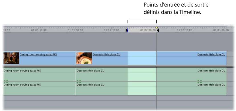 APPLE FINAL CUT EXPRESS 4 - Si vous définissez le point d'entrée et le point de sortie de la séquence - 1