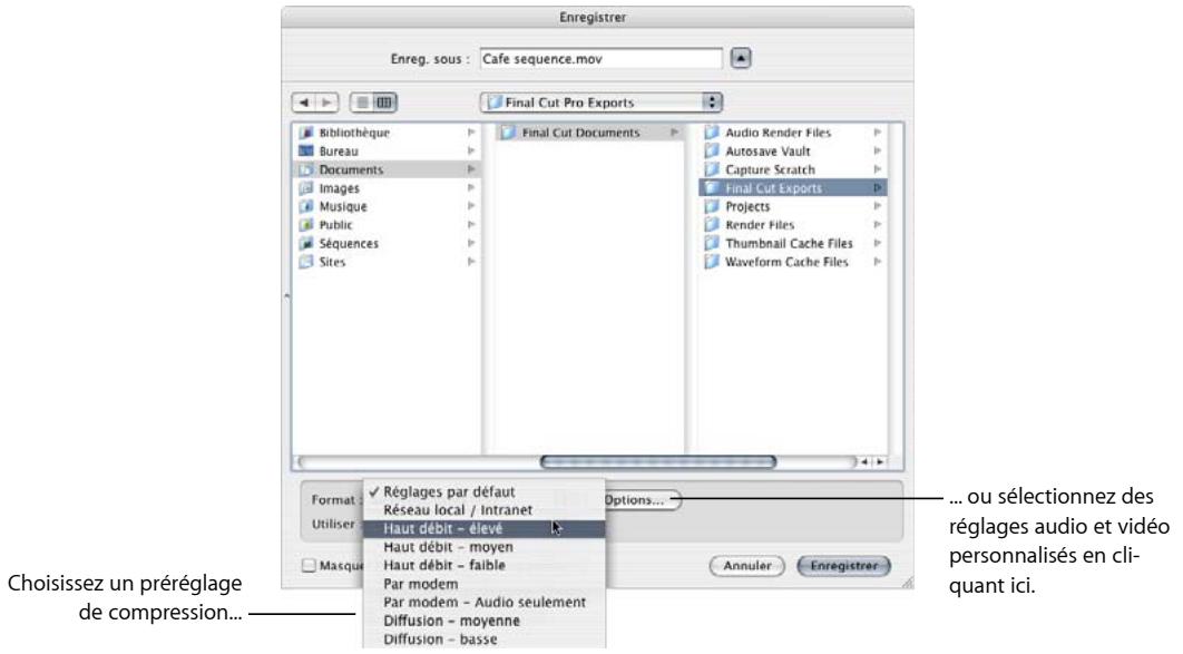 APPLE FINAL CUT EXPRESS 4 - Pour exporter un fichier de séquence QuickTime : - 1