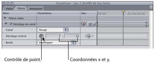 APPLE FINAL CUT EXPRESS 4 - Pour définir un nouvel emplacement à l'aide des coordonnées x et y : - 1