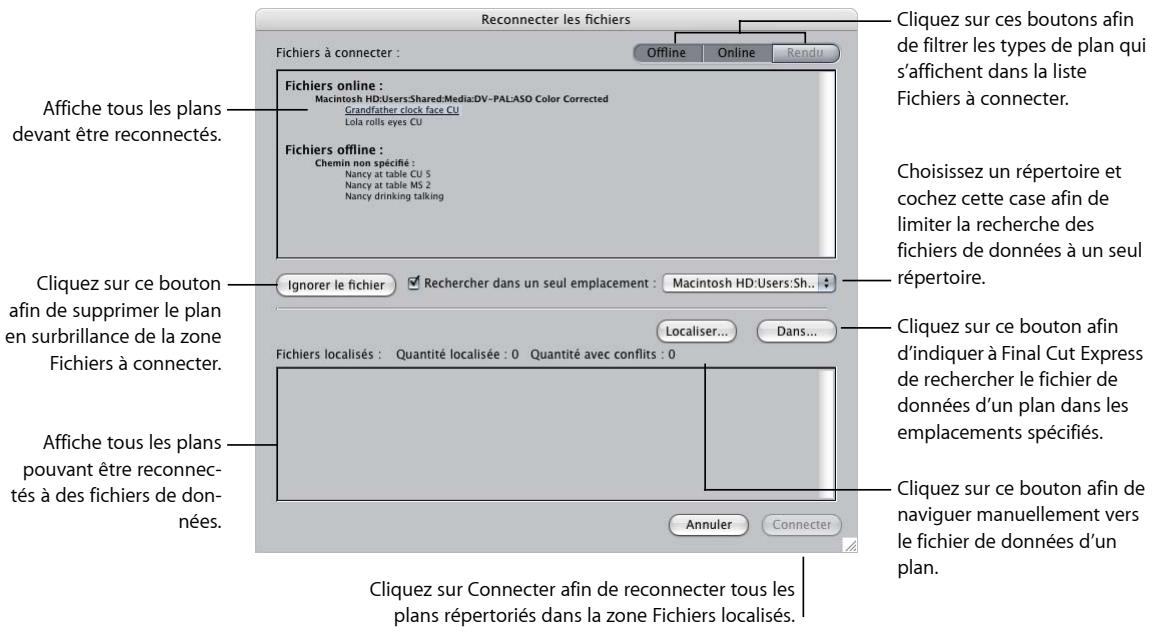APPLE FINAL CUT EXPRESS 4 - À propos de la zone de dialogue Reconnecter les fichiers - 1