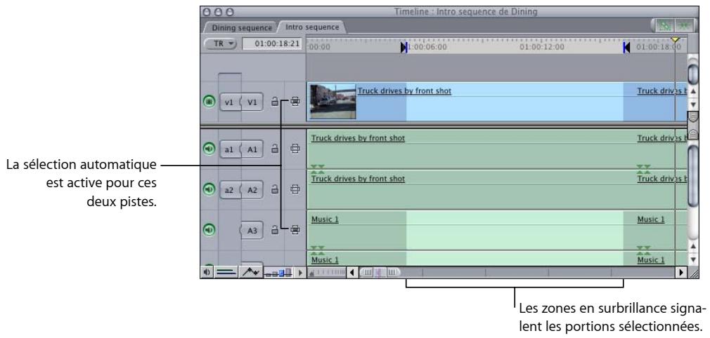 APPLE FINAL CUT EXPRESS 4 - Identification des sélections dans la Timeline - 2