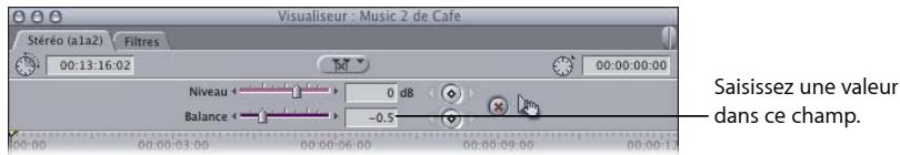 APPLE FINAL CUT EXPRESS 4 - Pour régler la balance en entrant une valeur numérique : - 1