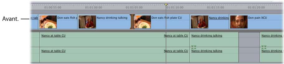 APPLE FINAL CUT EXPRESS 4 - Pour utiliser une extension pour modifier la durée d'un plan sur la Timeline : - 1