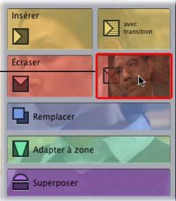 APPLE FINAL CUT EXPRESS 4 - Pour effectuer un montage par écrasement avec transition : - 1
