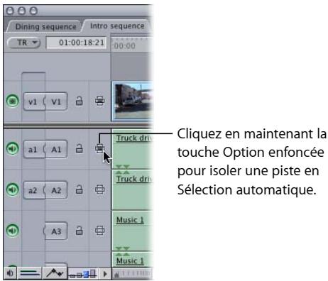 APPLE FINAL CUT EXPRESS 4 - Utilisation de la Sélection automatique pour spécifier les pistes concernées par la sélection - 5