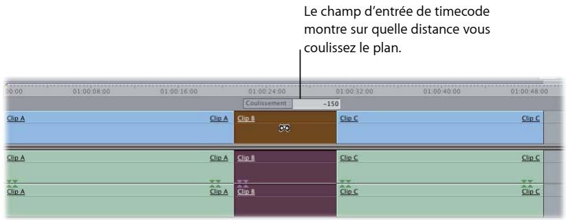 APPLE FINAL CUT EXPRESS 4 - Pour coulisser un plan dans la Timeline à l'aide du timecode : - 1