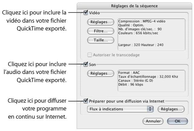 APPLE FINAL CUT EXPRESS 4 - Pour exporter un fichier de séquence QuickTime : - 2