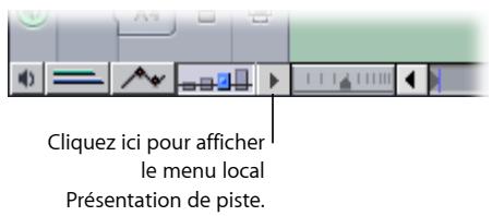 APPLE FINAL CUT EXPRESS 4 - Options d'affichage de la Timeline disponibles dans le menu local Présentation de piste - 1