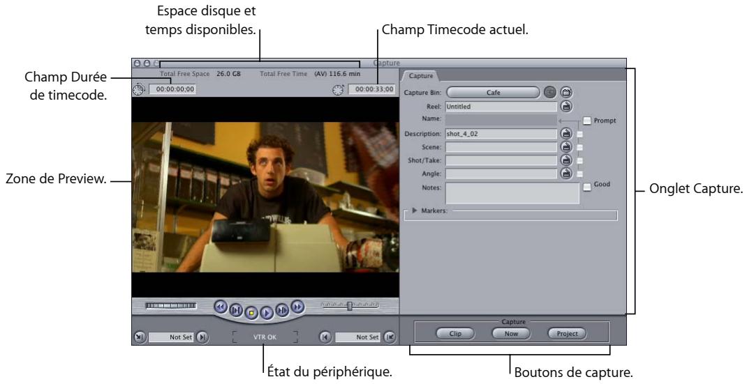APPLE FINAL CUT EXPRESS 4 - Pour ouvrir la fenêtre Capture : - 1