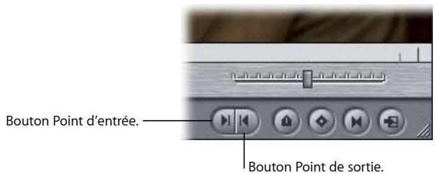 APPLE FINAL CUT EXPRESS 4 - Pour définir des points d'entrée et de sortie dans le Canevas ou la Timeline : - 1