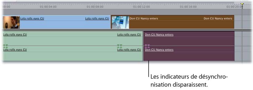 APPLE FINAL CUT EXPRESS 4 - Pour marquer des éléments de plan désynchronisés comme synchronisés : - 2