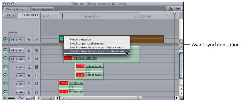 APPLE FINAL CUT EXPRESS 4 - Synchronisation simultanée par déplacement ou par coulissement de tous les éléments de plan simultanément - 3