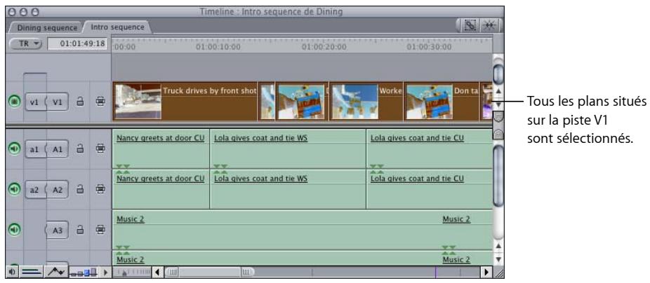 APPLE FINAL CUT EXPRESS 4 - Pour sélectionner tous les plans d'une même piste : - 1