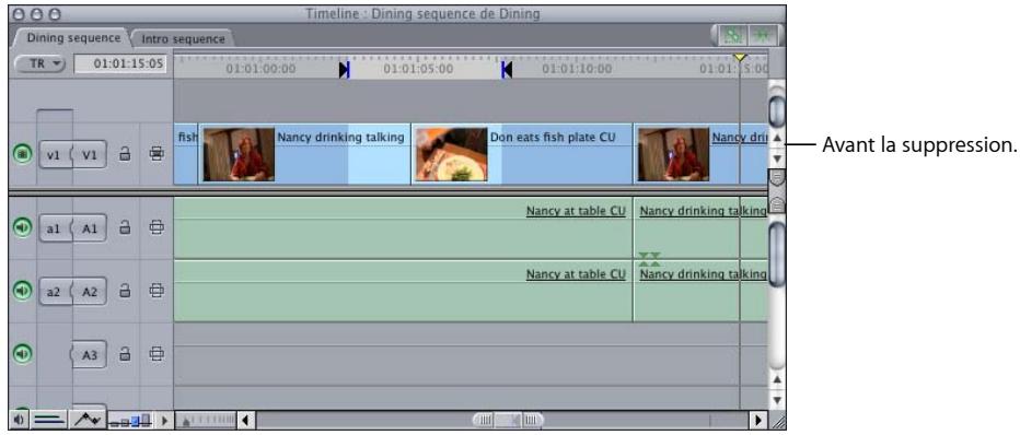 APPLE FINAL CUT EXPRESS 4 - Utilisation de la Sélection automatique pour spécifier les pistes concernées par la sélection - 2