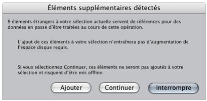 APPLE FINAL CUT EXPRESS 4 - À propos de la zone de dialogue Éléments supplémentaires détectés - 1