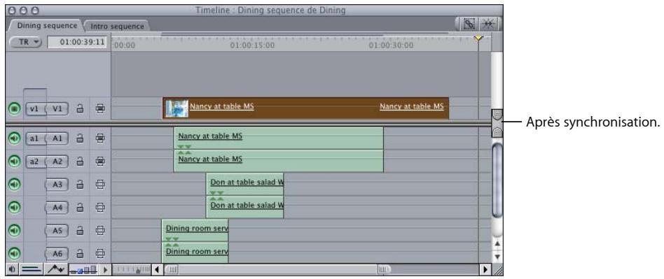 APPLE FINAL CUT EXPRESS 4 - Synchronisation simultanée par déplacement ou par coulissement de tous les éléments de plan simultanément - 4
