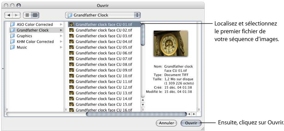 APPLE FINAL CUT EXPRESS 4 - Pour convertir une séquence d'images numérotées en séquence QuickTime : - 1