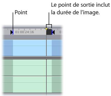 APPLE FINAL CUT EXPRESS 4 - Pour observer le fonctionnement de la règle d'inclusion du point de sortie : - 1
