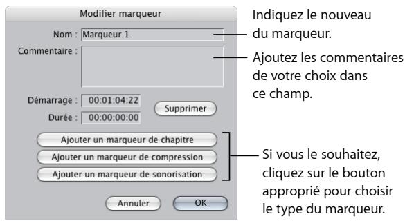 APPLE FINAL CUT EXPRESS 4 - Modification du nom des marqueurs, ajouter de commentaires et modification de leur type - 1