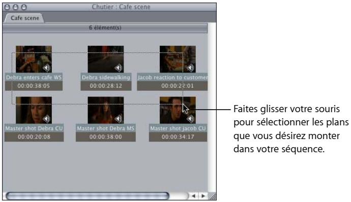 APPLE FINAL CUT EXPRESS 4 - Pour ajouter un plan entier à une séquence : - 1