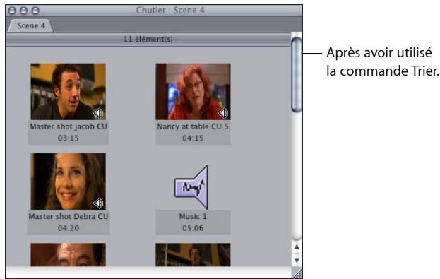 APPLE FINAL CUT EXPRESS 4 - Pour réagencer en lignes les éléments du Navigateur en présentation par icônes, effectuez l'une des opérations suivantes : - 2