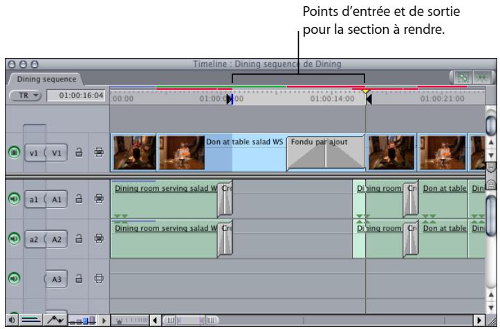 APPLE FINAL CUT EXPRESS 4 - Pour appliquer un rendu à une section de séquence : - 1